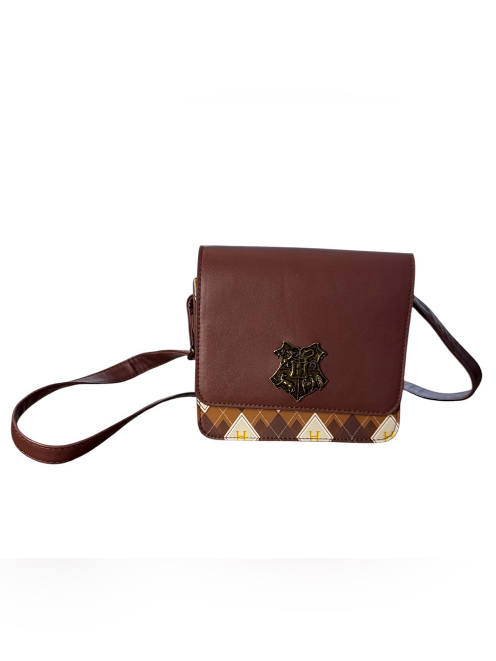 Harry Potter Hogwarts Crest Crossbody Purse Faux Leather w/ Adjustable Strap